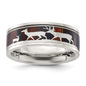Exclusive 8mm Polished Stainless Steel Chisel Band with Wood Inlay & Deer Design - Stylish Value!-11
