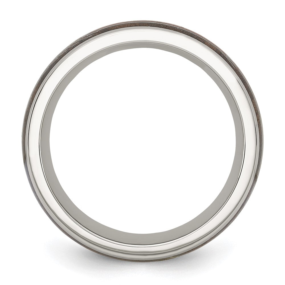 Buy High-Quality 8mm Polished Stainless Steel Chisel Band with Wood Inlay