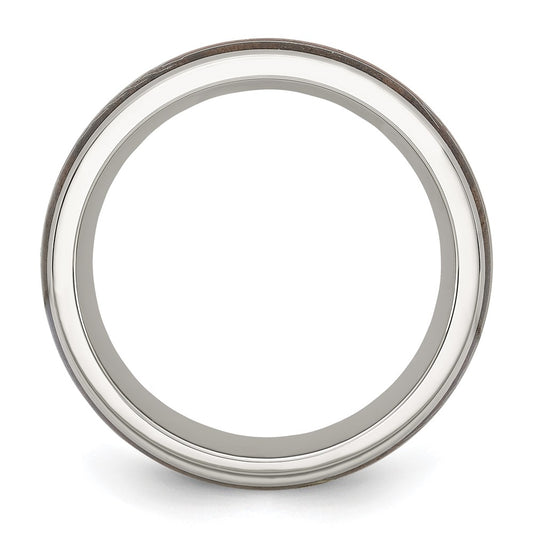 High-quality Polished Stainless Steel Chisel Band - 8mm Arrow Design, Stylish Wood Inlay