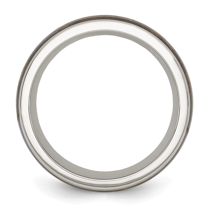 High-quality Polished Stainless Steel Chisel Band - 8mm Arrow Design, Stylish Wood Inlay-2