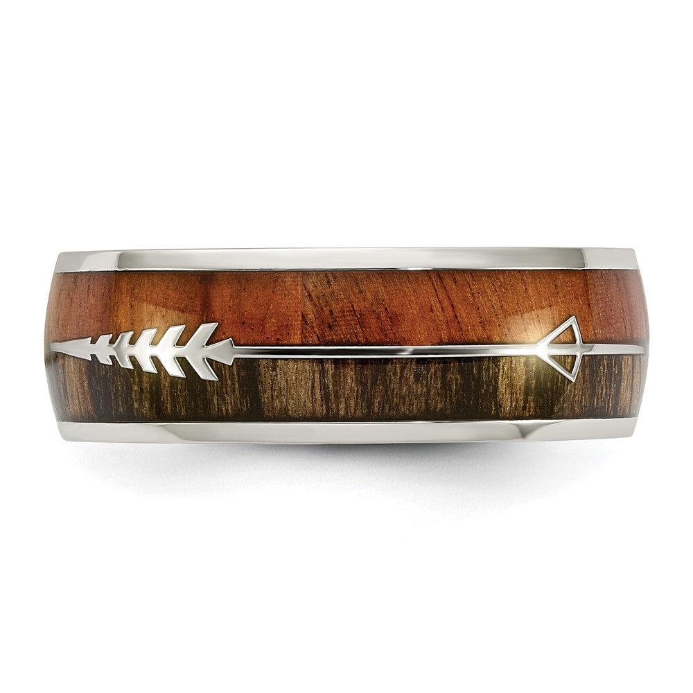 Buy High-Quality 8mm Polished Stainless Steel Arrow Band with Wood Inlay