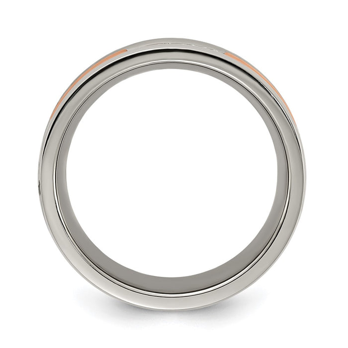 Buy Stylish 7.00mm CZ Accent Band - Chisel Polished Rose IP-Plated Steel-2