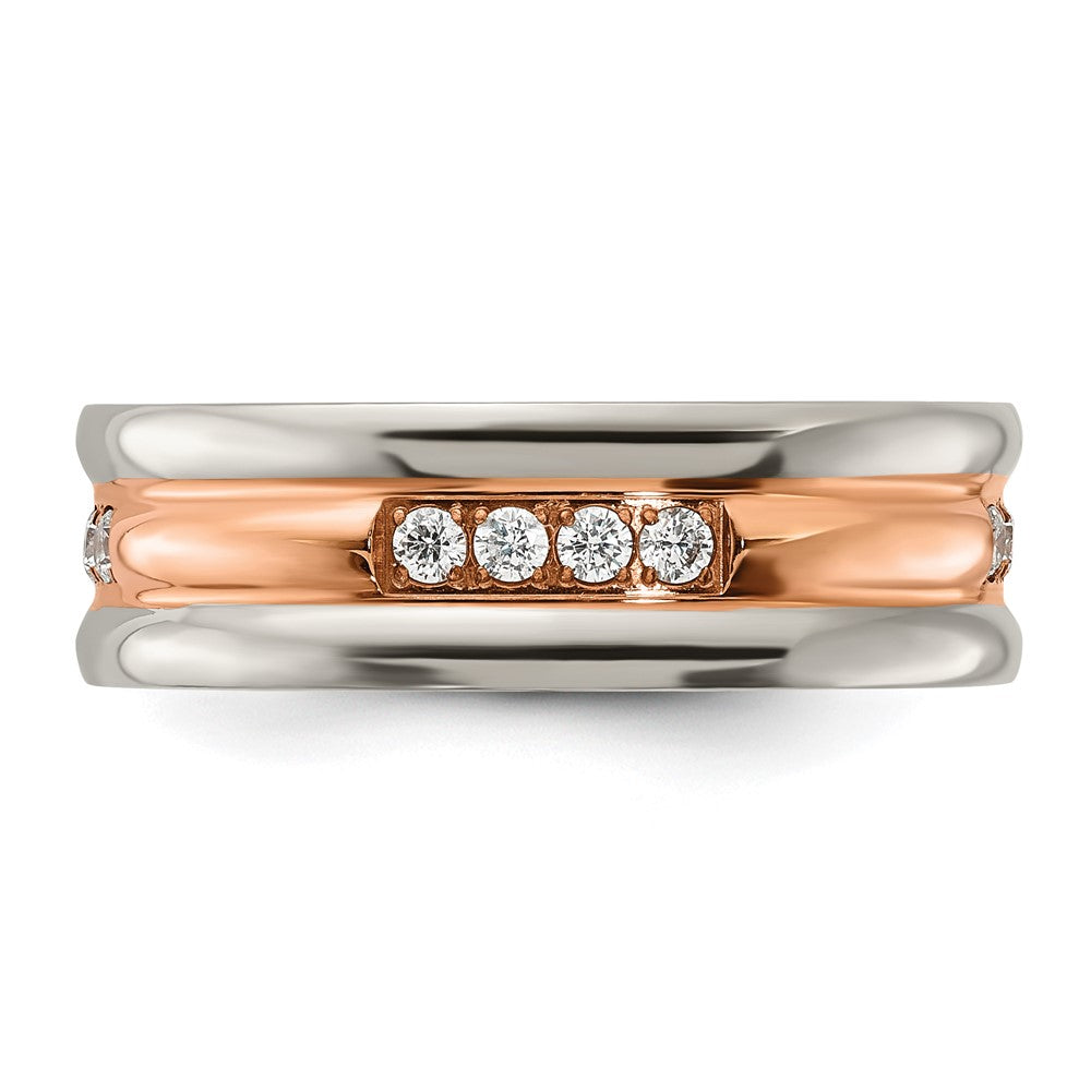 Shop Stylish Chisel Polished 7.00mm CZ Stainless Steel Rose IP-Plated Band
