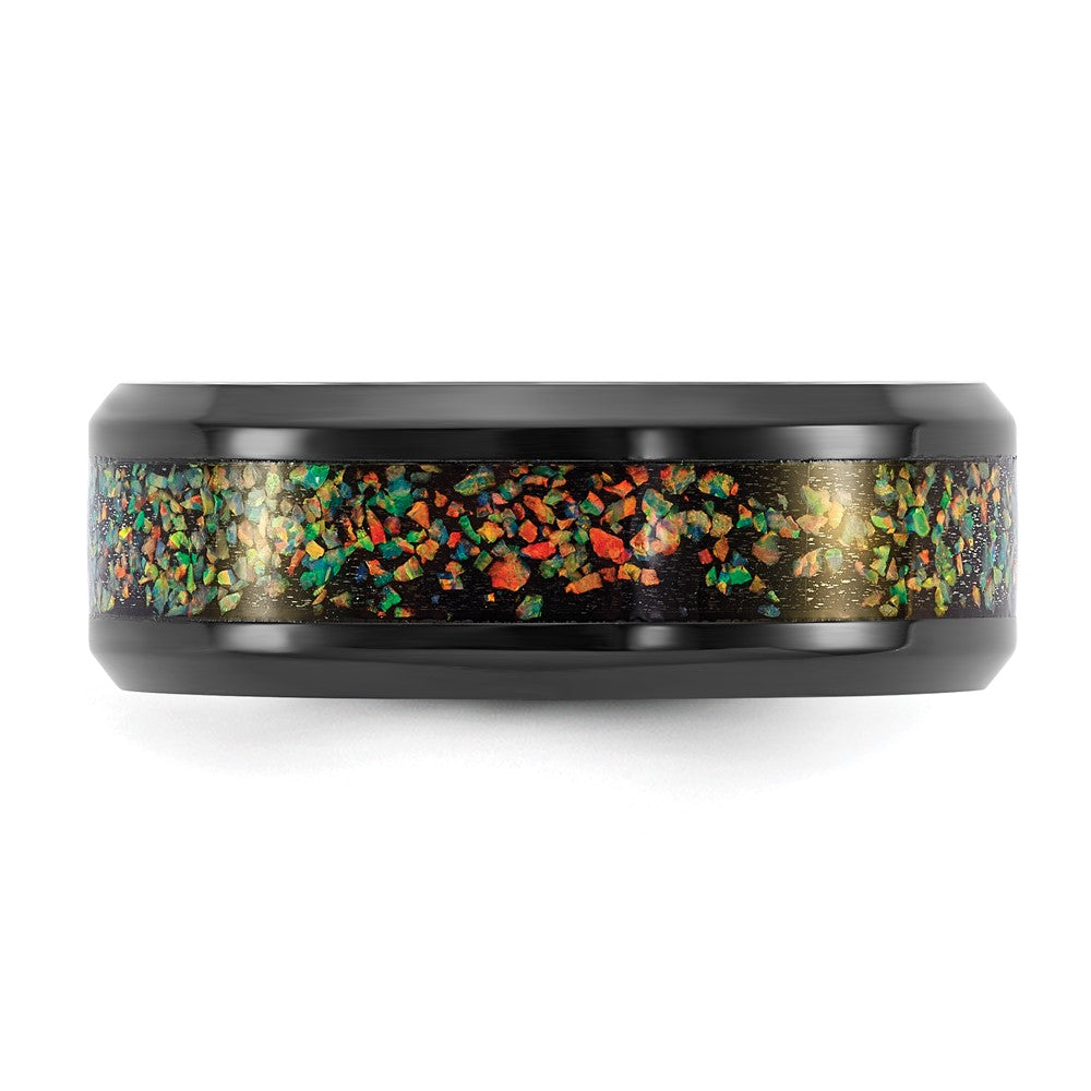 Buy Exclusive 8mm Chisel Stainless Steel Band with Multi-Color Opal Inlay