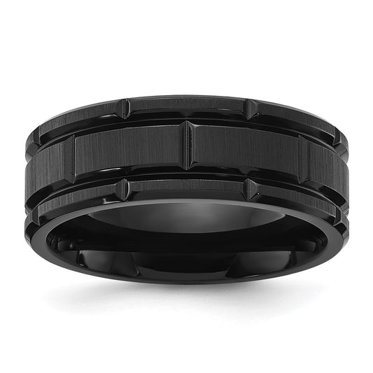 Exclusive 8mm Brushed & Polished Black IP Finish Stainless Steel Band