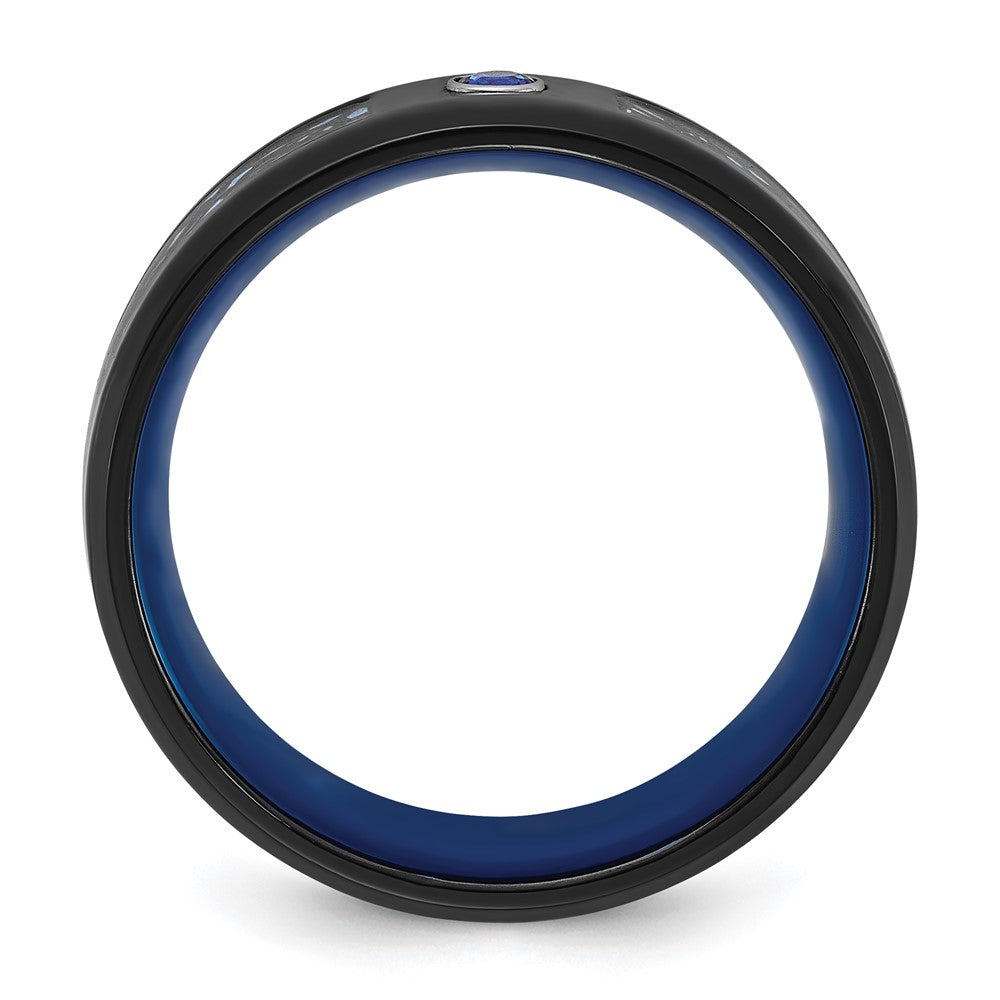 Buy Stylish 8mm Stainless Steel Band with Polished Black & Blue IP Plating