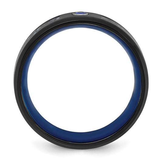 Buy Stylish 8mm Stainless Steel Band with Polished Black & Blue IP Plating