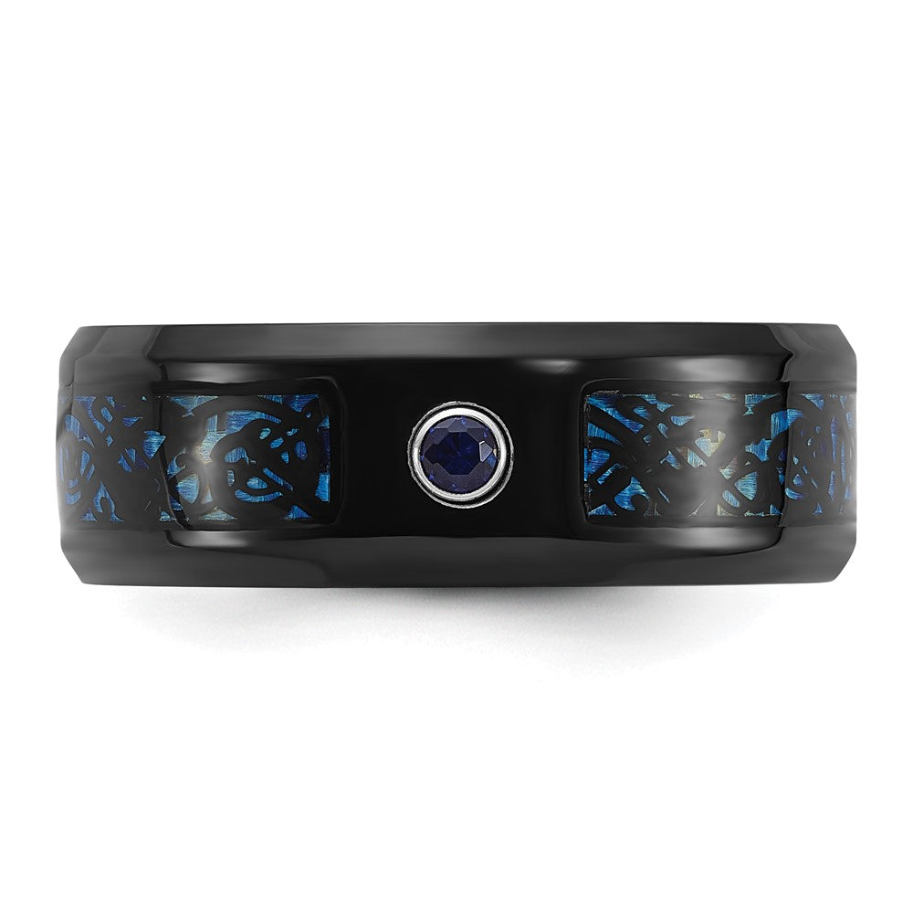 Buy Stylish 8mm Stainless Steel Band with Polished Black & Blue IP Plating