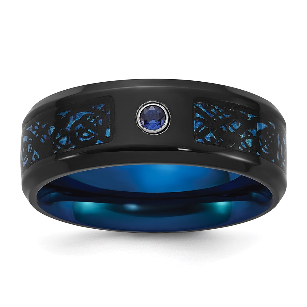 Buy Stylish 8mm Stainless Steel Band with Polished Black & Blue IP Plating