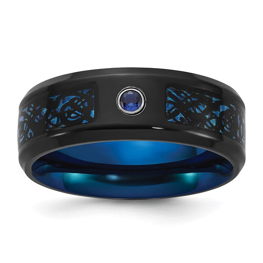 Buy Stylish 8mm Stainless Steel Band with Polished Black & Blue IP Plating