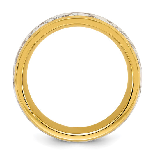 Buy Stylish 8mm Polished Stainless Steel Band | Yellow IP-Plating, Ceramic Inlay