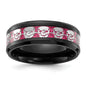 Shop Stylish 8mm Chisel Polished Black IP-Plated Band with Skull Inlays-5