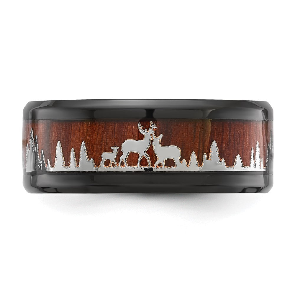 Shop Stylish 9mm Black IP-Plated Stainless Steel Band with Wood Inlay