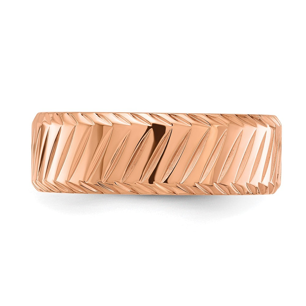Buy Exclusive 8mm Grooved Band - Polished Rose IP-Plated Stainless Steel