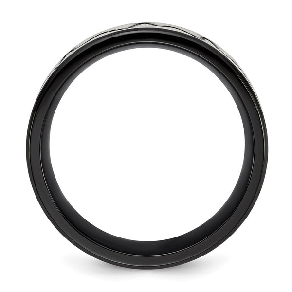 8mm Brushed Black IP-Plated Stainless Steel Heartbeat Band