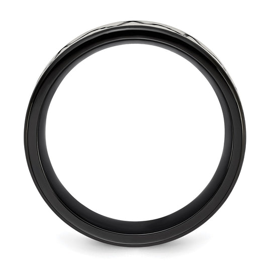 Buy 8mm Brushed Black IP-Plated Heartbeat Band | Stylish Stainless Steel Design