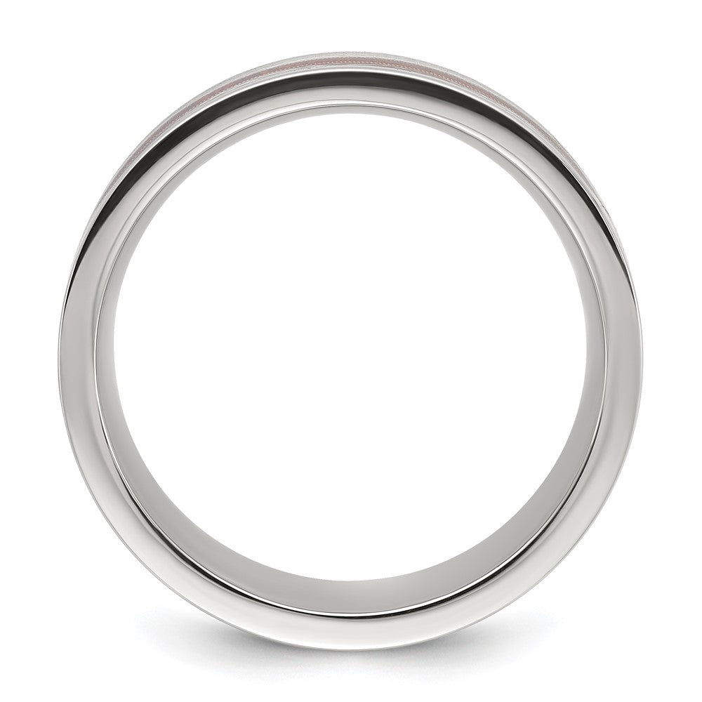 Exclusive 8mm Polished Stainless Steel Chisel Band with Wood & Meteorite Inlay - Stylish Value