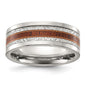 Buy Stylish 8mm Polished Stainless Steel Chisel Band with Meteorite Inlay-5