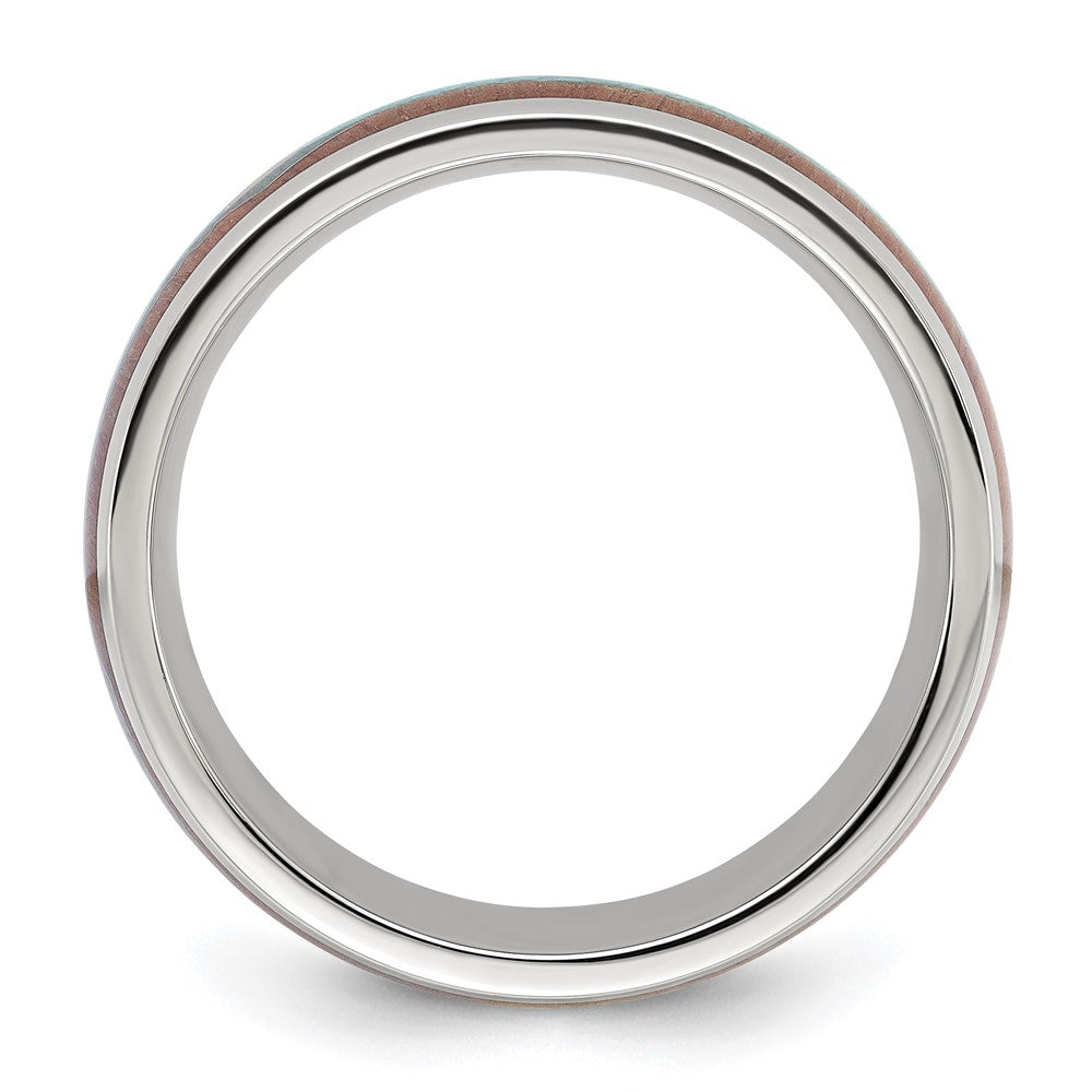 High-Quality 8mm Chisel Polished Stainless Steel Arrow Band | Stylish Turquoise Inlay