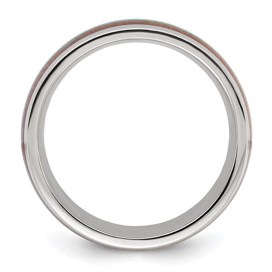 High-Quality 8mm Polished Stainless Steel Arrow Band with Turquoise Inlay