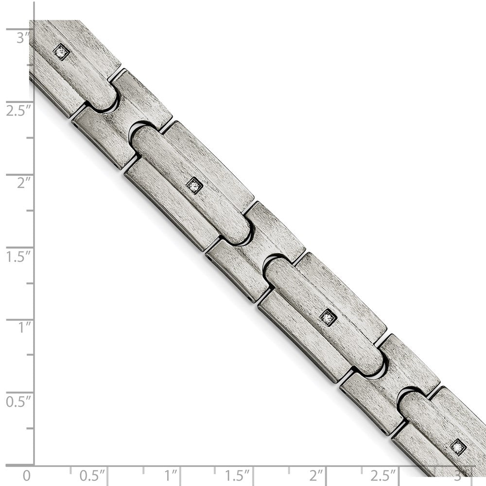 Buy Stylish 8.25" Brushed Stainless Steel Chisel Link Bracelet with CZ