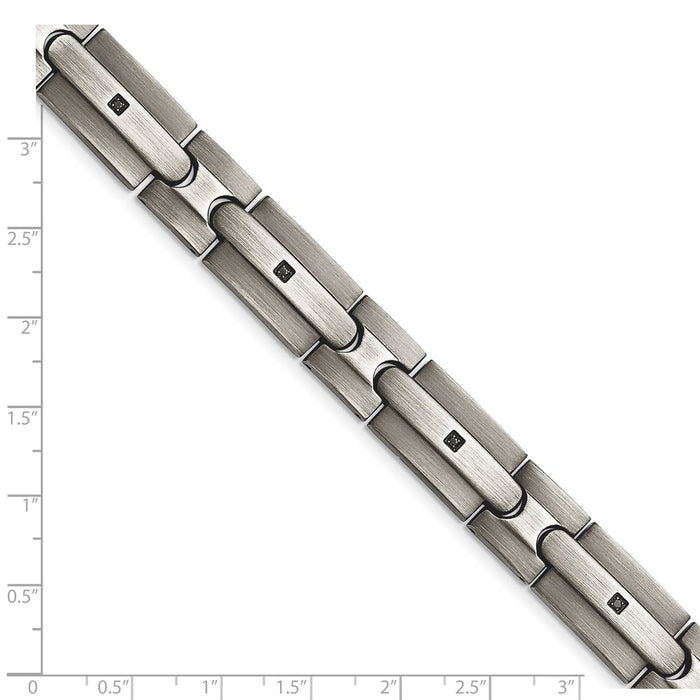 High-Quality Brushed Stainless Steel Chisel Link Bracelet - 8.25 Inches, Stylish Black CZ-4