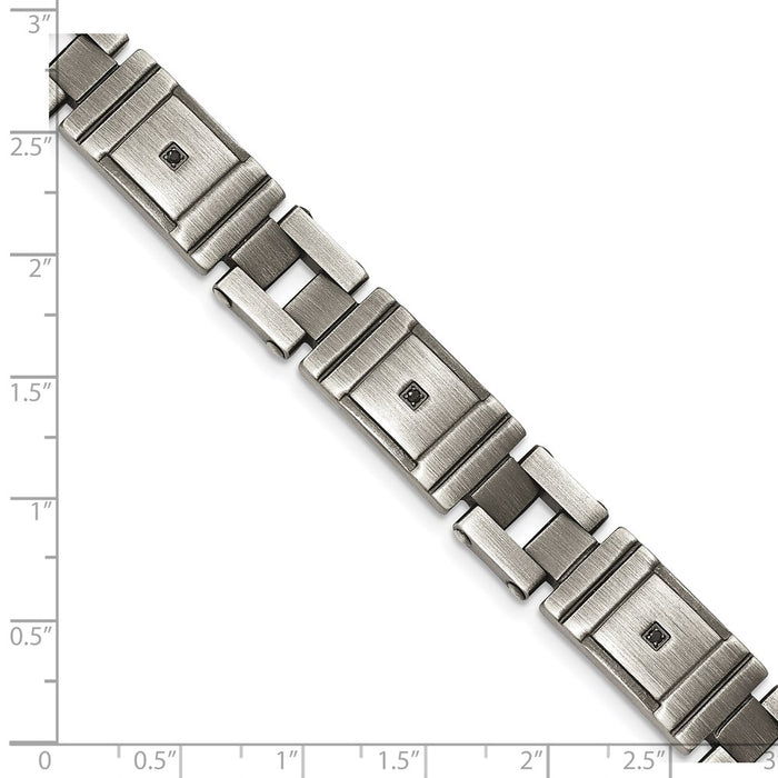 Shop Exclusive 8.75" Antiqued Stainless Steel Chisel Link Bracelet - Stylish Black CZ-4