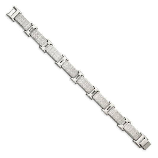 Exclusive Chisel 8.5-Inch Stainless Steel Bracelet with Black CZ - Stylish Value