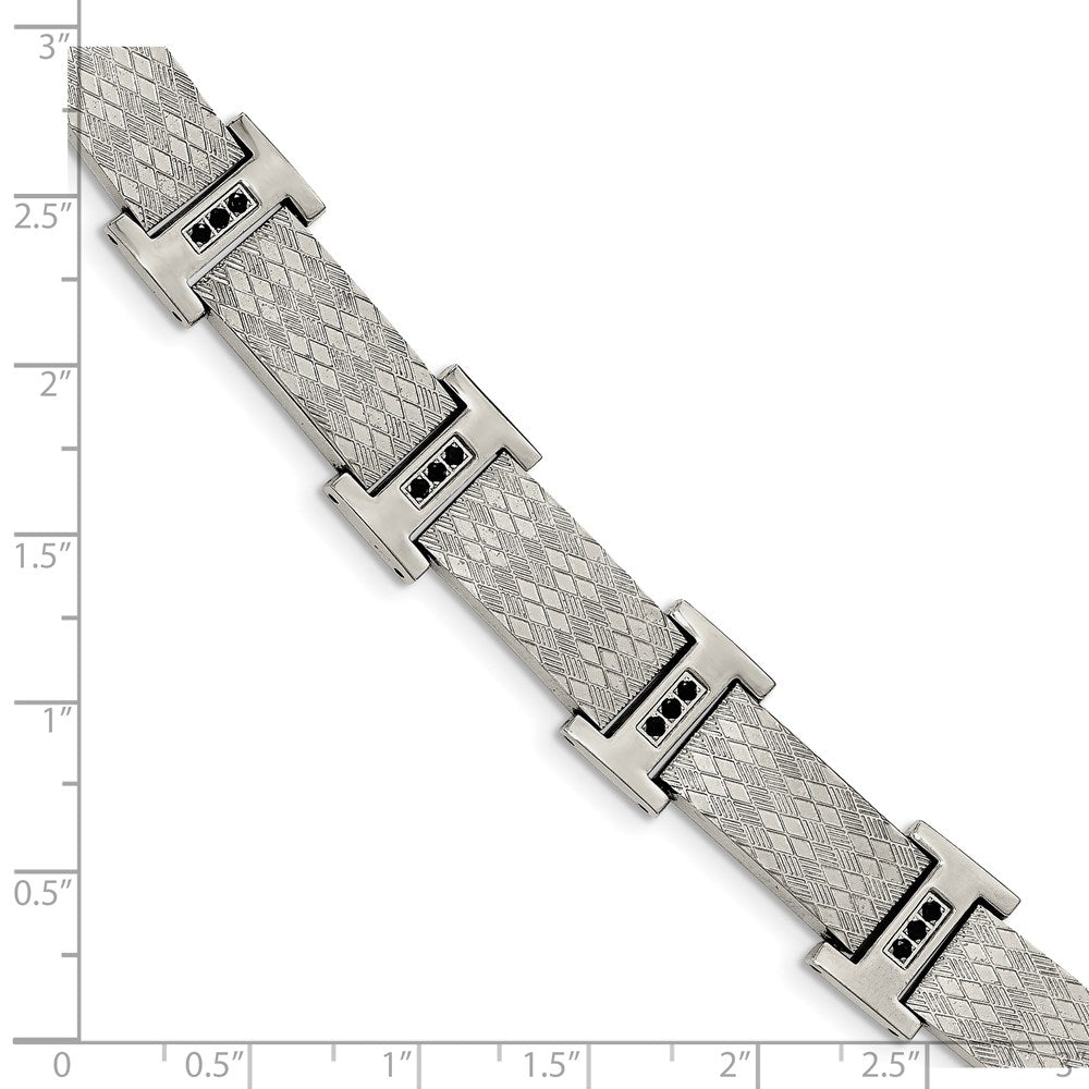 Exclusive Chisel 8.5-Inch Stainless Steel Bracelet with Black CZ - Stylish Value