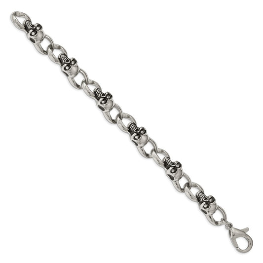 Buy Exclusive 9-Inch Stainless Steel Chisel Bracelet with CZ Skull Links
