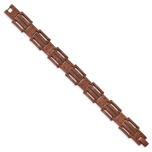 Buy Stylish 8.25-Inch Chisel Stainless Steel Bracelet with Black CZ Accents