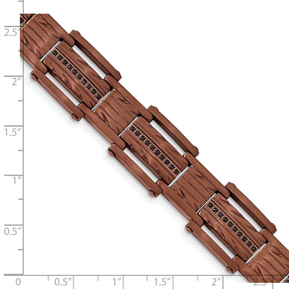 Buy Stylish 8.25-Inch Chisel Stainless Steel Bracelet with Black CZ Accents