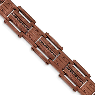 Buy Stylish 8.25-Inch Chisel Stainless Steel Bracelet with Black CZ Accents