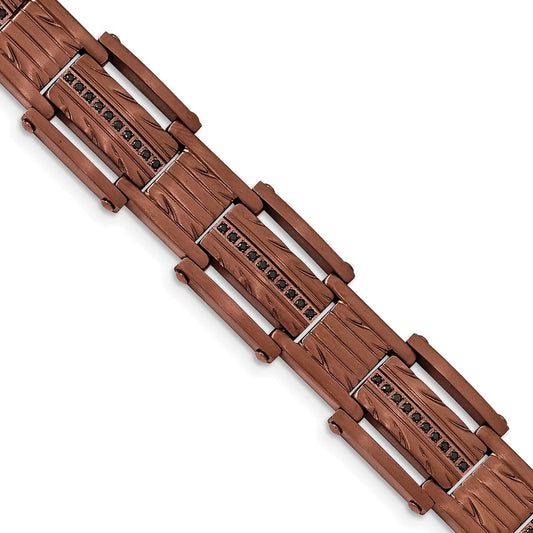 Buy Stylish 8.25-Inch Chisel Stainless Steel Bracelet with Black CZ Accents