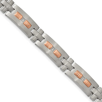 Shop Exclusive 8.5-Inch Chisel Bracelet in Brushed Stainless Steel & CZ Accents