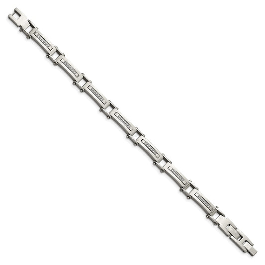 High-Quality Chisel Polished Stainless Steel Bracelet - 8.25" + CZ Accents, Stylish Value