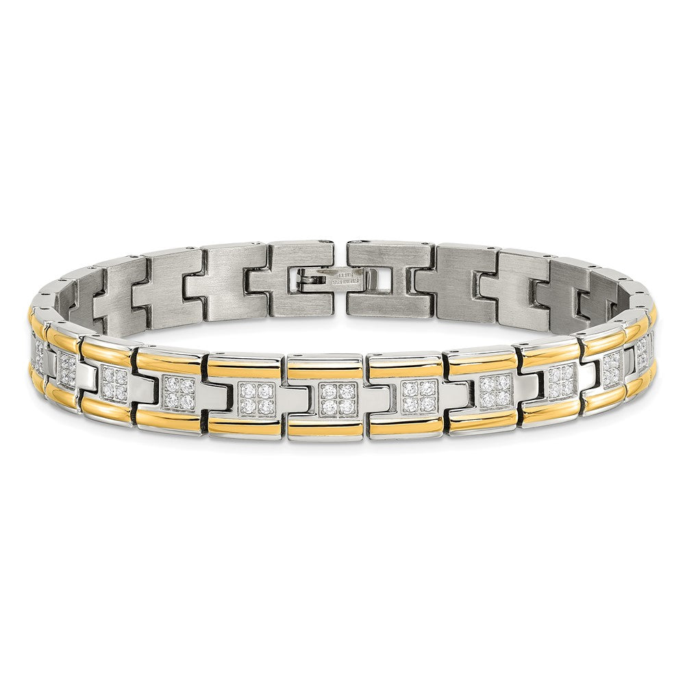 Buy Exclusive 8.5" Chisel Polished Stainless Steel Link Bracelet - Stylish CZ