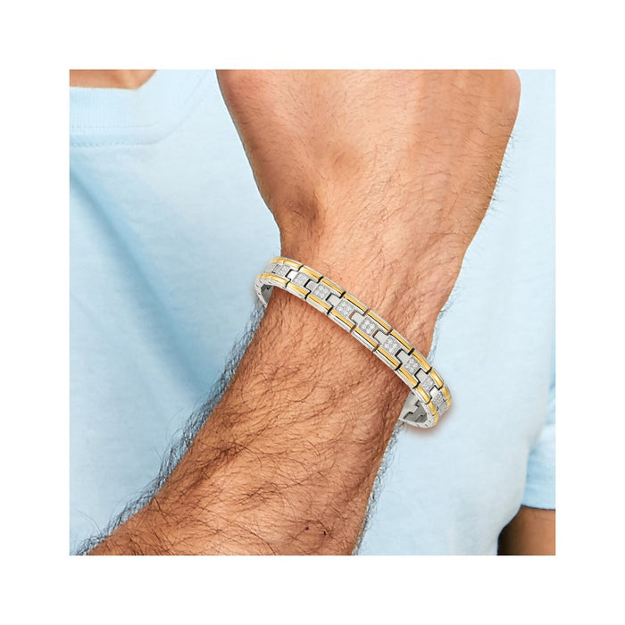 Buy Exclusive 8.5" Chisel Polished Stainless Steel Link Bracelet - Stylish CZ-5