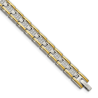 Buy Exclusive 8.5" Chisel Polished Stainless Steel Link Bracelet - Stylish CZ