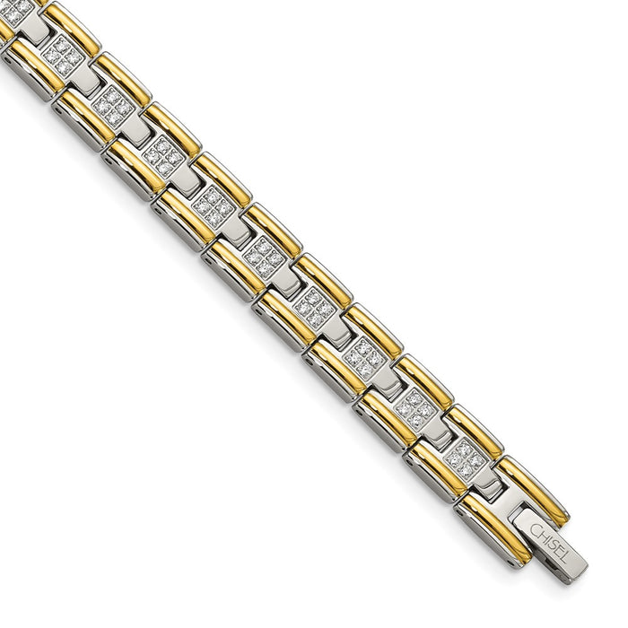 Buy Exclusive 8.5" Chisel Polished Stainless Steel Link Bracelet - Stylish CZ-1