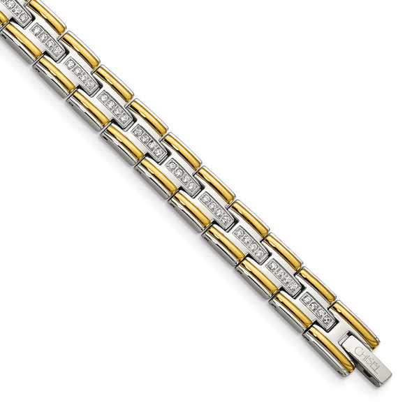 Chisel Polished Stainless Steel Yellow IP-Plated Bracelet 8.5"