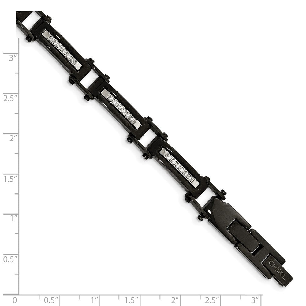 Buy Exclusive Chisel Polished Black IP-Plated Stainless Steel Bracelet 8.25"