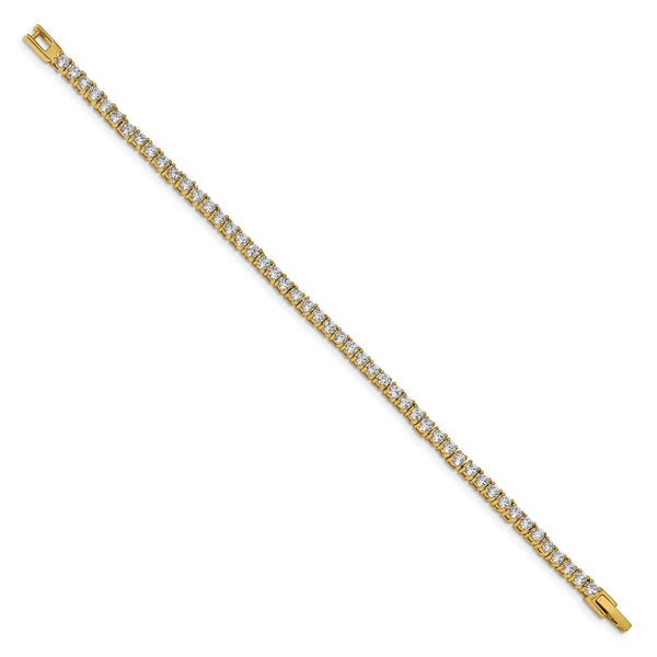 7.5-Inch Chisel Polished Stainless Steel CZ Tennis Bracelet