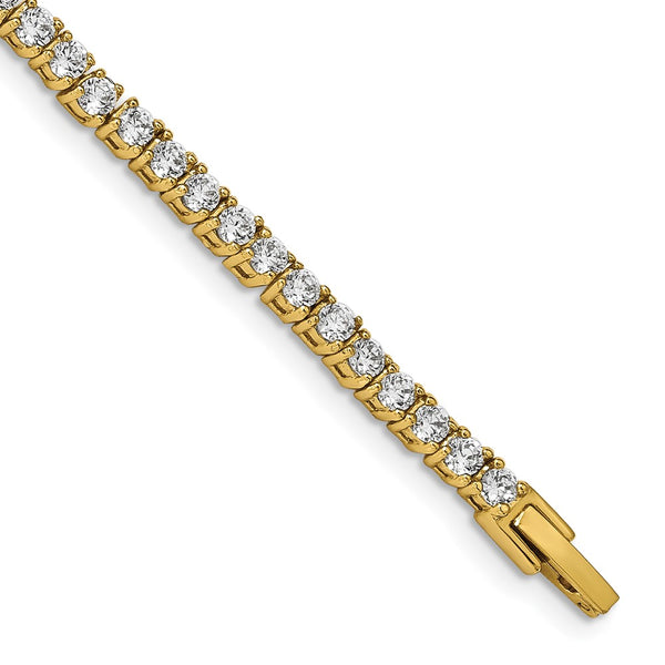 7.5-Inch Chisel Polished Stainless Steel CZ Tennis Bracelet