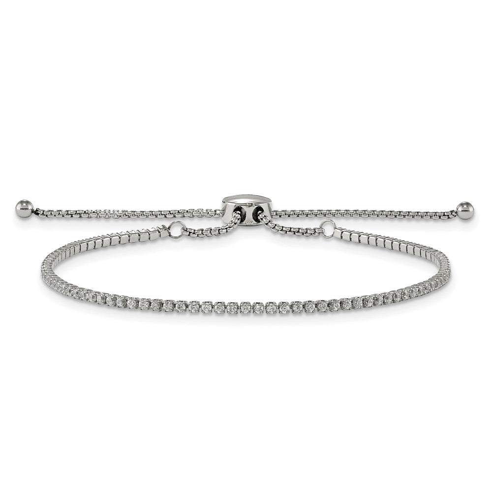 Buy Exclusive Polished Stainless Steel CZ Adjustable Chisel Bracelet - Stylish Value