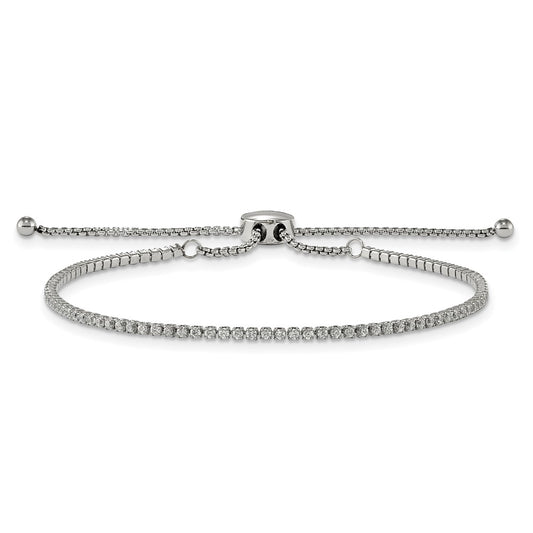 Buy Exclusive Polished Stainless Steel CZ Adjustable Chisel Bracelet - Stylish Value