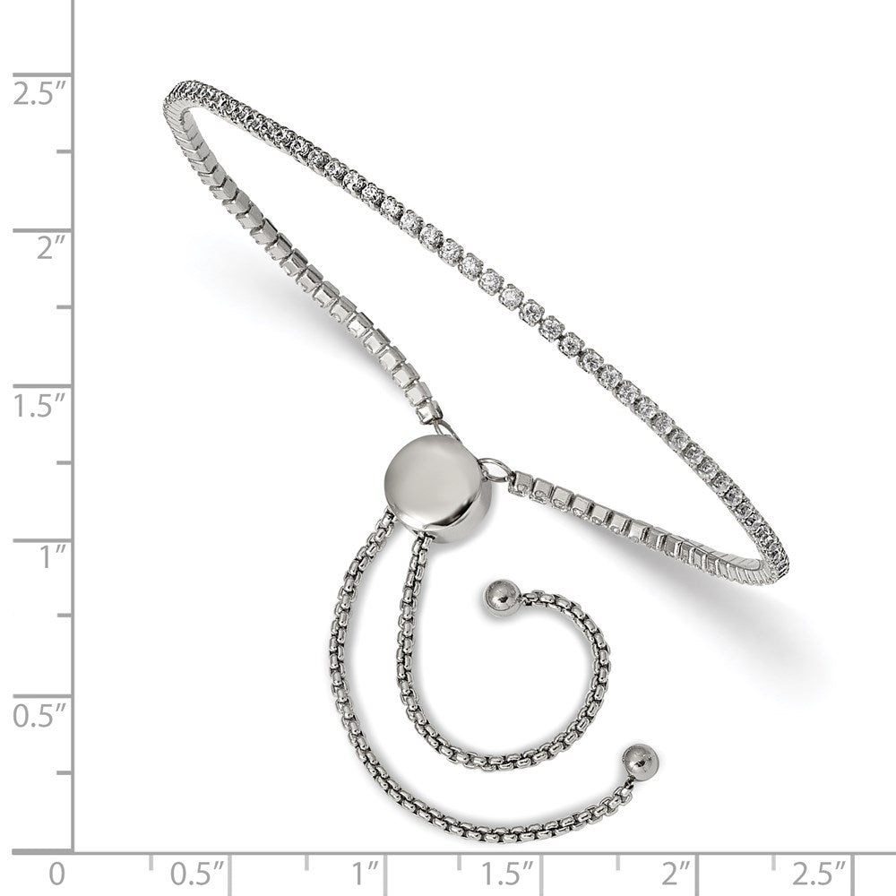 Buy Exclusive Polished Stainless Steel CZ Adjustable Chisel Bracelet - Stylish Value