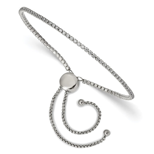 Buy Exclusive Polished Stainless Steel CZ Adjustable Chisel Bracelet - Stylish Value