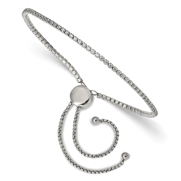Buy Exclusive Polished Stainless Steel CZ Adjustable Chisel Bracelet - Stylish Value-1