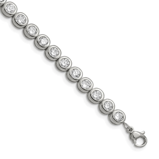 Buy Stylish 7-Inch Chisel Polished Stainless Steel CZ Link Bracelet - Luxury Quality